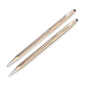   Pen and .5mm Pencil Set, Refillable, Gold Barrel