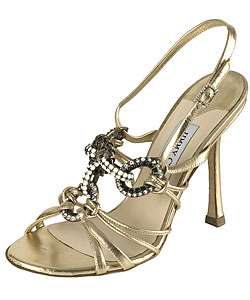 Jimmy Choo Embellished Gold Leather Sandals  Overstock