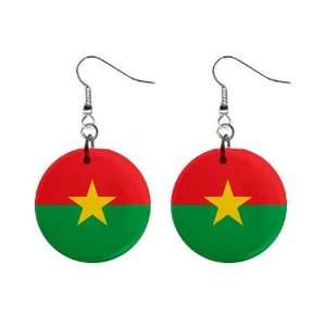  Burkina Faso Flag Button Earrings 