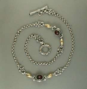 Konstantino Silver and 18 KY Gold Necklace with garnet  