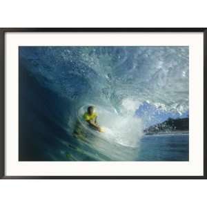  Man Body Boarding, Hawaii Collections Framed Photographic 
