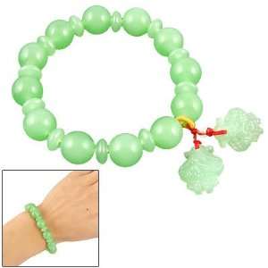    Lady Elastic String Green Round Bead Prayer Bracelet Jewelry