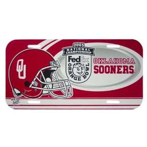 Oklahoma Sooners Bowl Bound Plastic License Plate  Sports 