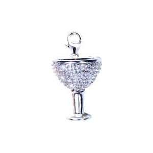  Wine Cup, 14K White Gold Diamond Charm: Jewelry