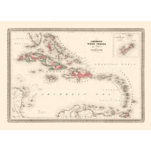   1866 Map of the West Indies by Alvin J. Johnson: Arts, Crafts & Sewing