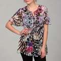 Sienna Rose Womens Short sleeve Embellished V neck Tunic   