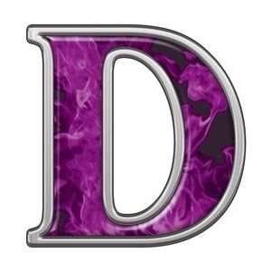 : Reflective Letter D with Inferno Purple Flames   1 h   REFLECTIVE 
