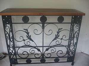 black wrought iron console table  