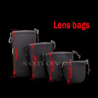 4PCS Neoprene DSLR Lens Soft Pouch Case Bag Size S+M+L+XL for Canon 