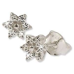  925 Sterling Silver CZ Floral Flower Stud Earrings New 