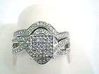 10K W Gold Heart Diamond Wedding Engagement Ring Set  