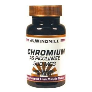  Windmill  Chromium Picolinate, 500mcg, 60 Tablets Health 