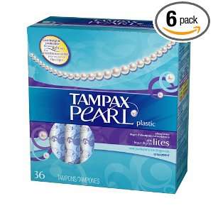  Tampax Plastic Lite Pearl Lites 36 Count, 6 Boxes (Pack of 