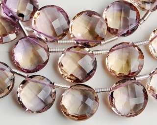 10mm. Natural Ametrine Faceted Round Coin Briolette Bead 1pc  