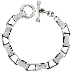 Sterling Silver Hand Made Oval Cut Out Link Toggle Type 8 in. Bracelet 