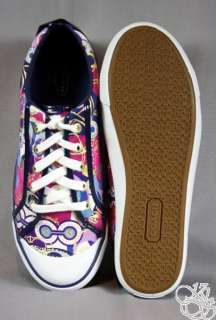 COACH Barrett Pop C Glaser Graffiti Purple Multi Sneakers Shoes New 