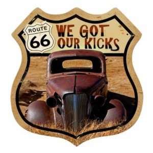  Route 66 Rusty Vintage Metal Sign Hot Rod: Home & Kitchen