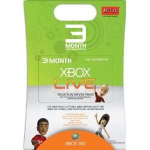 MICROSOFT XBOX 360 3 MONTH LIVE GOLD CARD   FAST SHIP 885370224351 