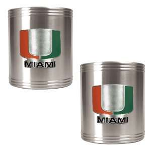  University Of Miami Hurricanes 2pc Stainless Steel Can 