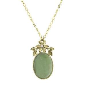  Floral Garland Green Jade Pendant Necklace: Jewelry