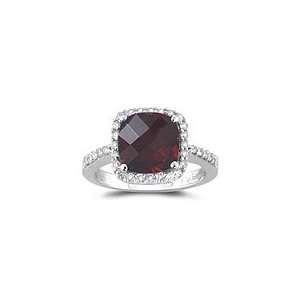  0.33 Cts Diamond & 2.50 Cts Garnet Ring in 14K White Gold 