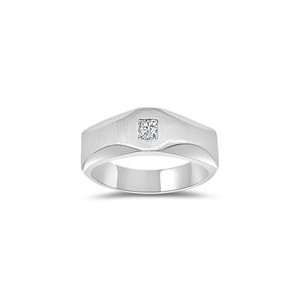  0.24 Cts Diamond Solitaire Mens Band in 14K White Gold 10 
