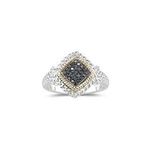  0.14 Ct Black Diamond Ring in Yellow Gold and Silver 8.5 