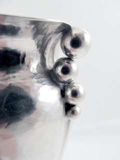   German 800 Arts & Crafts Hand Hammered Sterling Silver Vase  