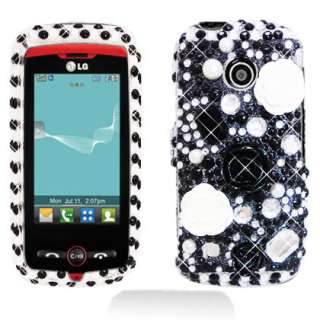 For LG MN270 Beacon MetroPCS Phone Pearl Flower Black Crystal F Stone 
