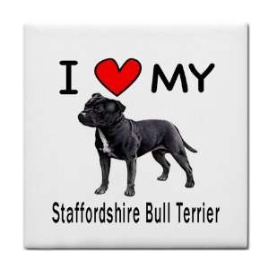  I Love My Staffordshire Bull Terrier Tile Trivet 