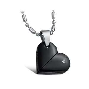    Black Stainless Steel Transformer Heart Pendant Necklace: Jewelry