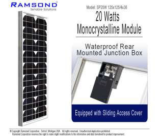 Ramsond 20W 20 Watt Solar Panel Battery Charger Kit RV Charge 