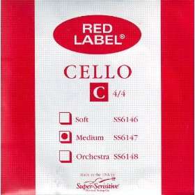 Super Sensitive Cello C Red Label 4/4 Size Medium Nickel 