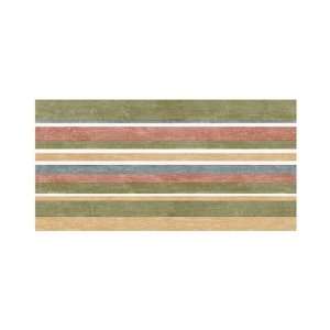  Green Rust and Brown Stripe Stripes Wallpaper Border 