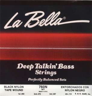 LA BELLA BLACK NYLON TAPE WOUND BASS STRINGS   760N  