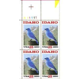  1990 IDAHO ~ MOUNTAIN BLUEBIRD #2439 Plate Block of 4 x 25 