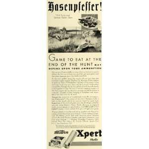 1931 Ad Western Xpert Ammunition Shells Gun Rabbit Hunt   Original 