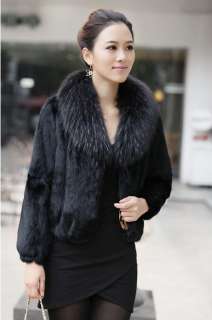 2012 New Womens Rabbit Winter Fur Fashion Warm Coat Jacket Outwear 
