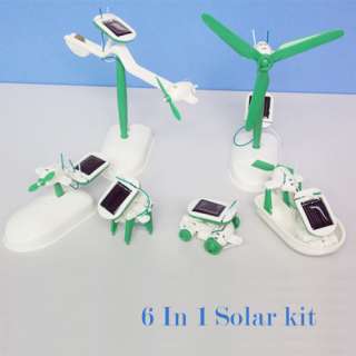 Solar power 6 in 1 toy kits DIY educational Cars Robot Boat Dog Plane 