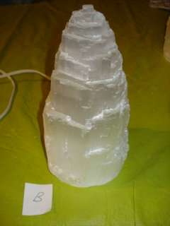 Natural Healing Selenite Crystal Gemstone Pyramid Lamp  