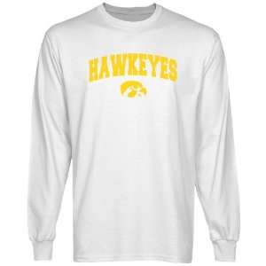  Iowa Hawkeyes White Logo Arch Long Sleeve T shirt: Sports 