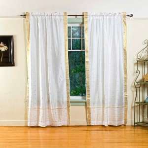  White 84 inch Rod Pocket Sheer Sari Curtain Panel (India 