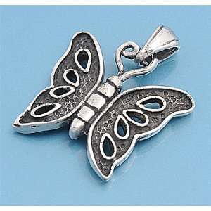  Sterling Silver Ethnic Design Butterfly Pendant: Jewelry