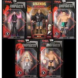  COMPLETE SET OF 5   TNA DELUXE IMPACT 5 TOY WRESTLING 