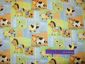 LIL CRITTERS Farm Patch Horse Cow Duck Bee Fabric BTFQ  