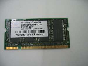 Nanya NT256D64SH8BAGM 75B 256MB DDR Laptop RAM Memory  