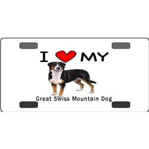  I Love My Great Swiss Mountain Dog Vanity License Plate 