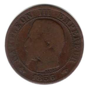  1856 A France 5 Centimes Coin KM#777.1 