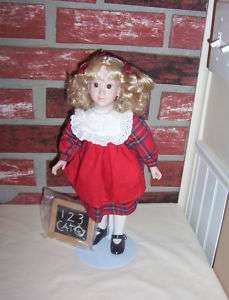 AVON COLLECTIBLE PORCELAIN DOLL FIRST DAY OF SCHOOL  