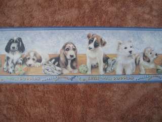 Wallpaper Borders Cute Puppies KID7042 Balls Blue NIP  